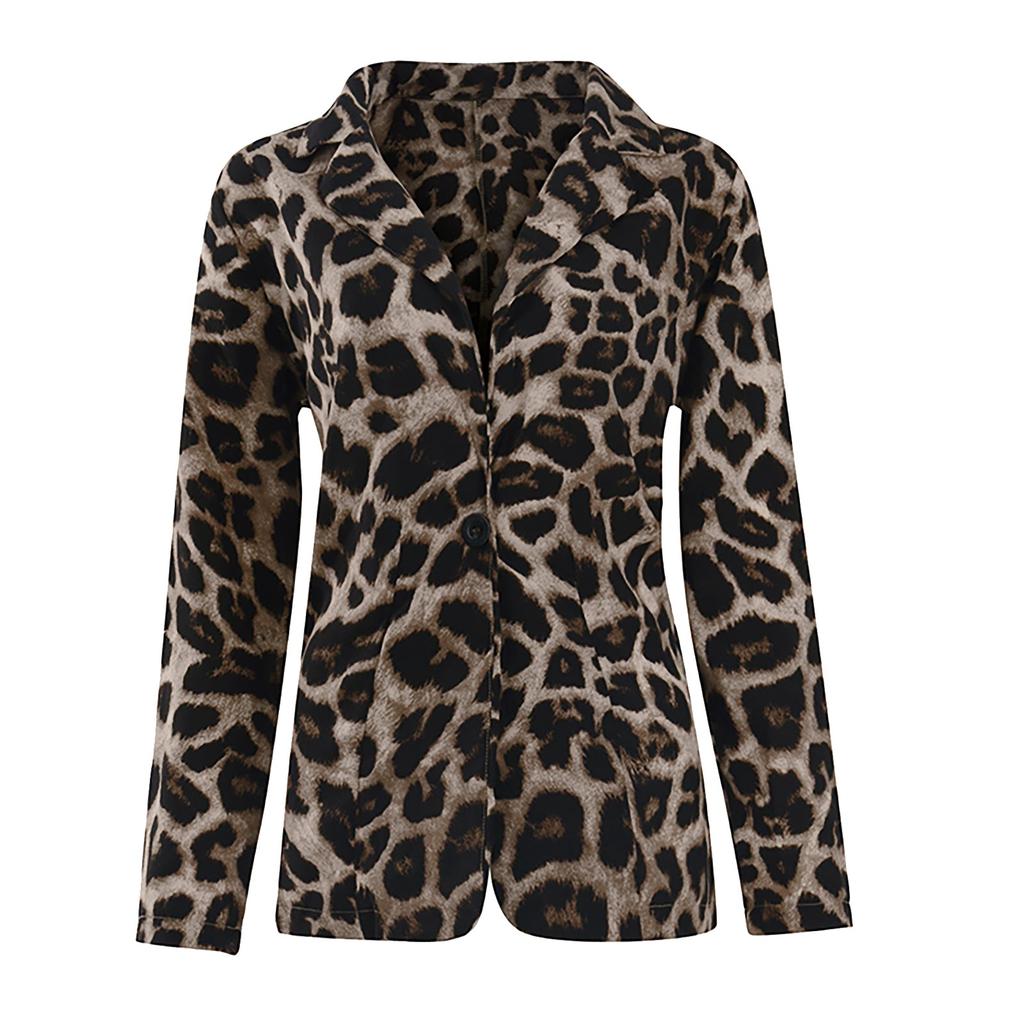 Women's Spring Tops Fashion Trend Jackets Leopard Print Suit Thin Jackets