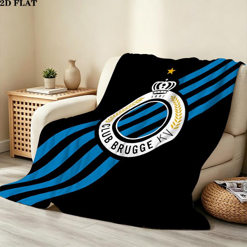1PC Club Brugge Kv Patterned Flannel Blanket Suitable For All Seasons For Home Decor Warmth And Comfort Gifts Holiday Present