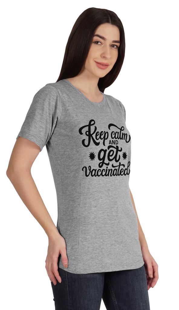 Inkmeso Keep Calm And Get Vaccinated Funny Pro Vaccine Crew Neck T-shirt For