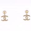 CHANEL Logo COCO Mark Piercing gold/black Plated Gold/Fake pearl 9.82g Women Used