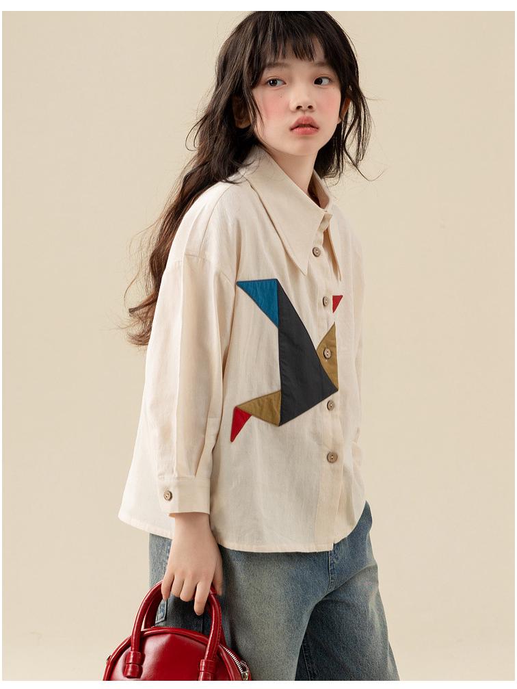 2025 Girls' White Shirt: Fashionable Spring/Autumn Blouse for Children