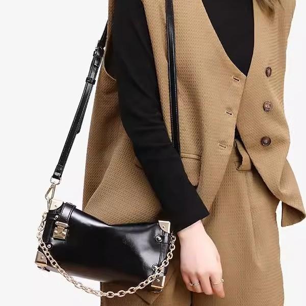 Premium retro chain underarm soft leather box bag women's autumn and winter new niche crossbody shoulder bag