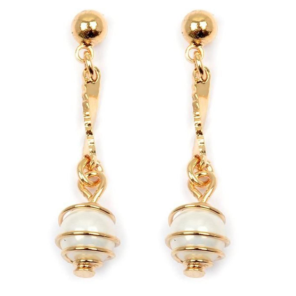 

Les Trésors De Lily [M8753] - Позолоченные серьги Perla белое золото - 30x6 мм