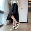 High-Waist Asymmetric A-Line Midi Skirt for Women - Spring/Summer Irregular Half Skirt with Design Sense