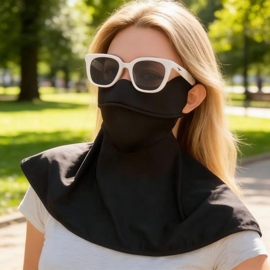 Sun Protection Guard Lightweight Quick-Dry Fabric Solid Color Ice Silk Face Guard Shawl Design Semi-covered Face Neck Sun