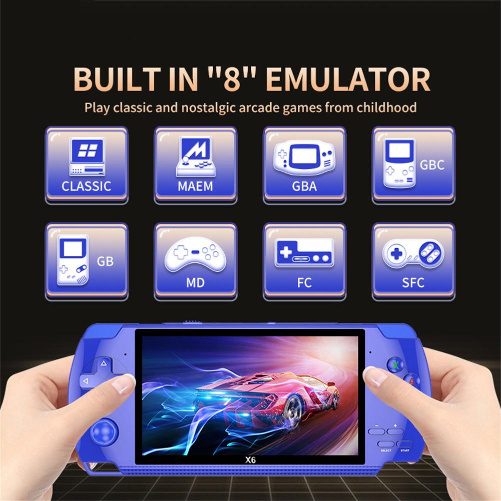 

X6 Handheld Game Consoles 4.5-inch High-definition Screen Built-in 10000 Games Retro Game Console Audio Player Support TF Card Game Controller синій