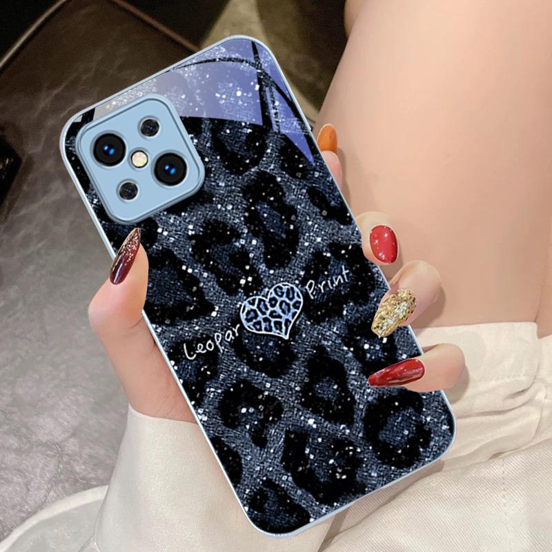 Leopard Spotted Love Green For Oppo Find X5 X8 Pro X3 Lite A72 58 73 54S F11 79 Reno 6 4Z 5G Nord N200 Tempered Glass Phone Case