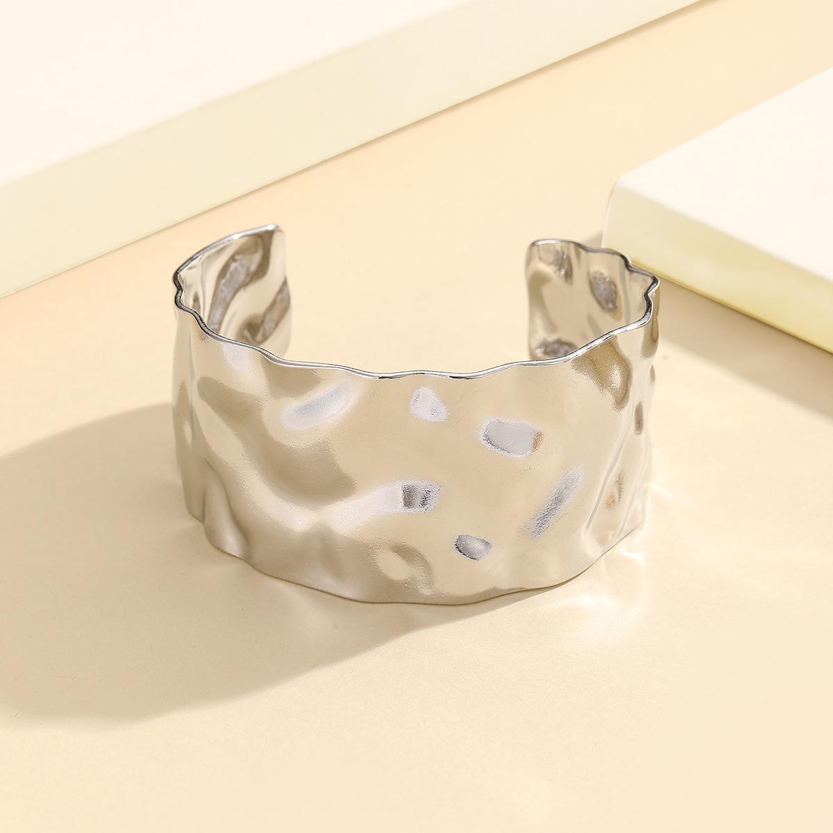 18K Gold-Plated Geometric Stainless Steel Open Bracelet for Women