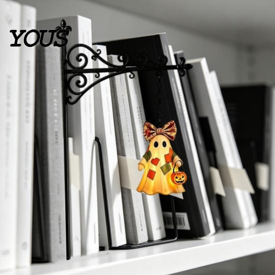Battery Operated Party Lights Halloween Library Lantern, Decorative Bookshelf Lamp, Patchwork Ghost Cute Cartoon Decorations Light with Witch