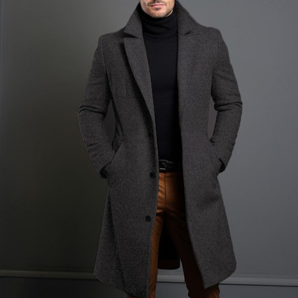 New Men's Solid Color Lapel Single-breasted Trench Coat, Casual European American Style Youth Windbreaker Outerwear, Multiple Colors In Stock