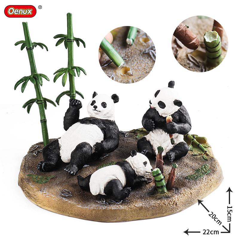 Oenux China Panda Bamboo Wild Animals Action Figures Model Figurine PVC Miniature Cute Decoration Education Collection Kid Toy
