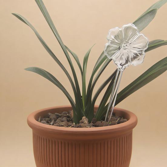 Självvattnande Lök Glas Klar Blomma Automatisk Växtvattningslök Blomma Formad Växtvattningsanordning för Semestervattning Inomhus Utomhusväxter