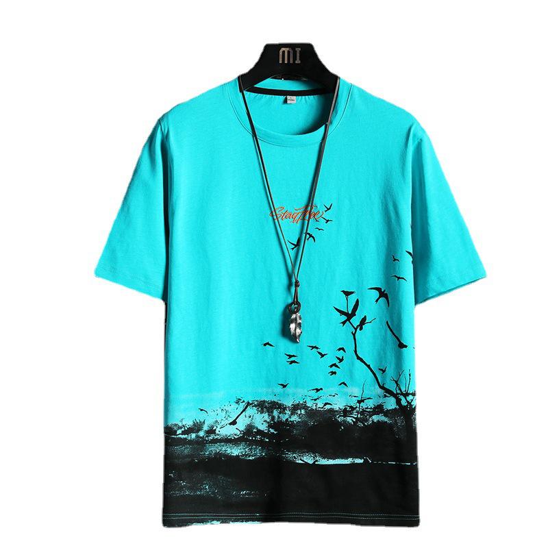 2023 Men's Trendy Ice Silk Printed Short-Sleeve T-Shirt