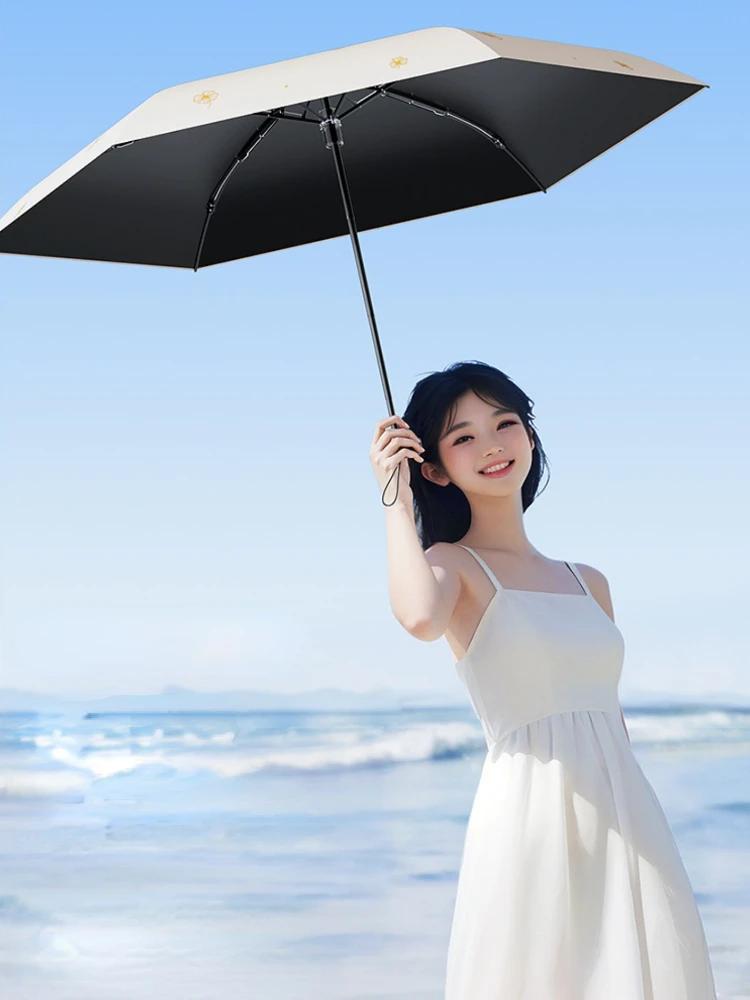 UV Umbrella Titanium UV Protection Sun Automatic Folding Windproof Umbrella Thick Strong Sunshade Umbrella for Rain Women Men
