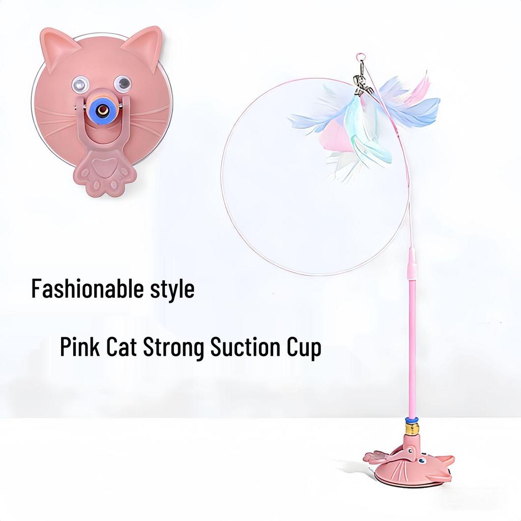 Long Rod Steel Wire Feather & Bell Cat Teaser - Durable Bite-Resistant Interactive Toy