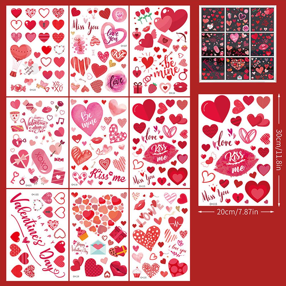 Indoor Glass Safe Heart Window Clings Valentine Stickers