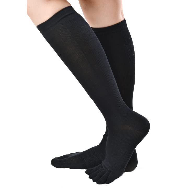 Made in Japan Compression Knee Socks Sizes Black Five-Toe (All Seasons) 23cm-25cm 1890-04