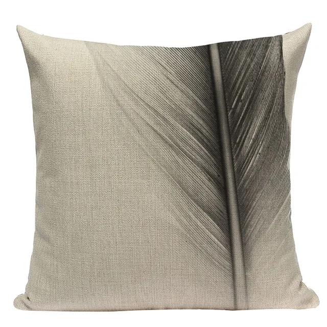 Black White Plant Building Flower Geometric Decorative Throw Pillows Case Polyester Sofa Cushion Cover For Home Decor