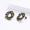 Exquisite Rice Beads Handmade Earrings Black Gold Earrings Circle Geometric Black Gold Earrings Party Cocktail Party Jewelry