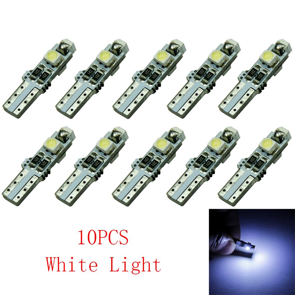 10PC T5 LED Car Auto LED 3SMD Wedge LED Lâmpada de luz Painel de instrumentos