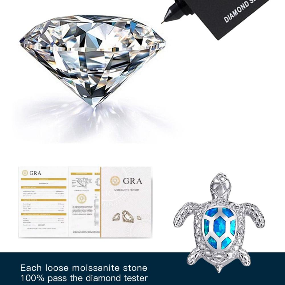 Damen Blaue Moissanit Schildkröten Ohrstecker Niedlicher Türkisfarbener Tierschmuck Ozean-Thema Brillantes Accessoire