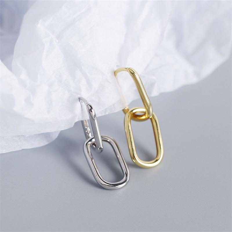 Japanese And Korean Style Classic Fashion Geometric Square Interlocking Earrings