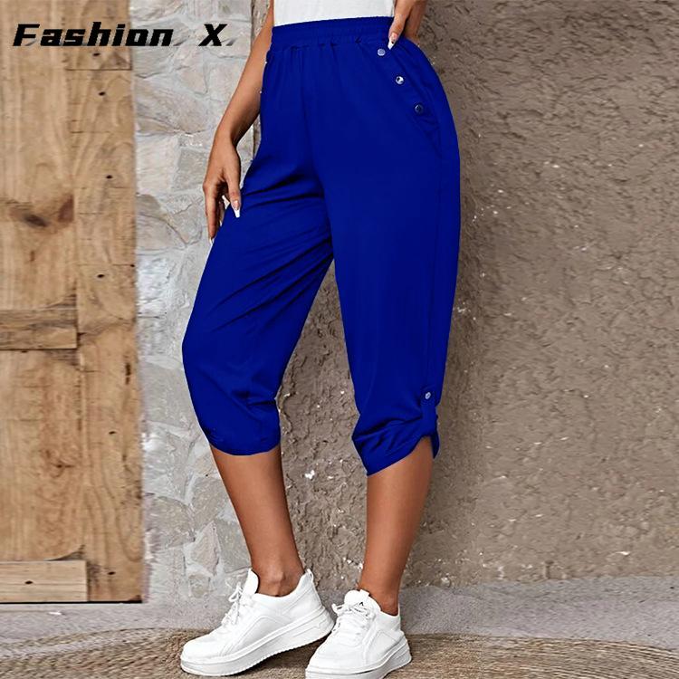 Women's Seven-minute Pants Fashion Casual Drawstring Loose Pants