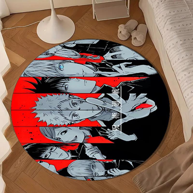 Jujutsu Curse Battle Round Rug for Livingroom,Bedroom, Palyroom, Chair Rug, Area Rug, Circle Carpet, Large Size Fan Christmas Gift