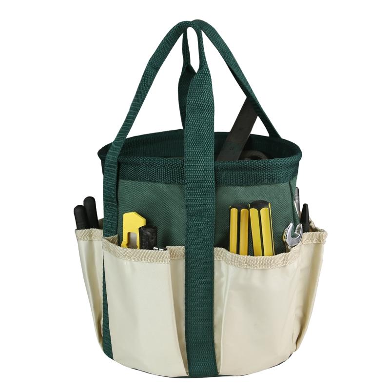 Garden Tools Bucket Bag Gardening Organizer Tote with Pockets, Personalized Oxford Cloth Tool Storage Bag for Gardeners