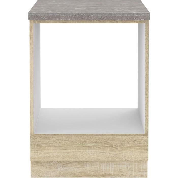 Meuble bas pour four encastrable avec plan de travail - Décor chêne sonoma - L 60 x P 51,6 x H 85 cm - LASSEN