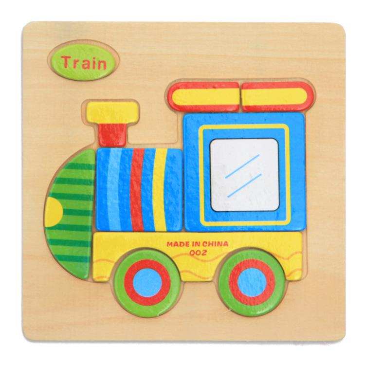 Cartoon 3D Puzzle Jigsaw Wooden Toys for Children Cute Animal Traffic Puzzles Intelligence Kids Baby Early Educational Toys