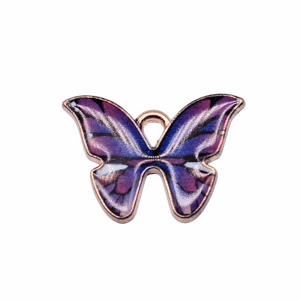 Enamel Charms Multi Color Butterfly Pendants For Floral Themed Jewelry