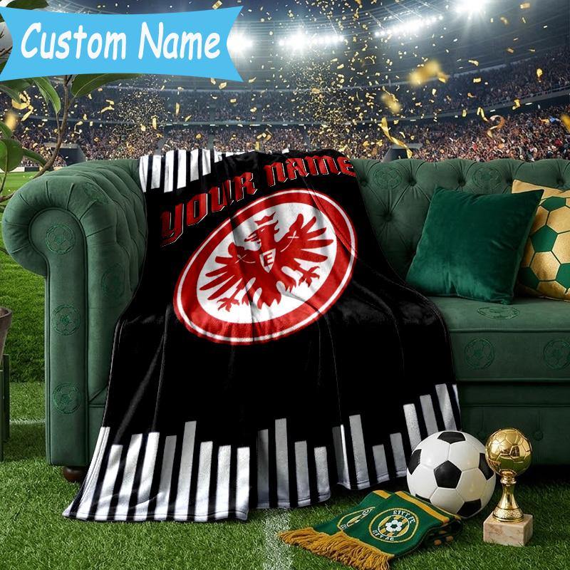Individuelle Personalisierte Decke Frankfurt Fußball Weiche Wohndecke, Geeignet für Familie und Freunde, Sofadecke, Heimdekoration Weihnachtsgeschenk