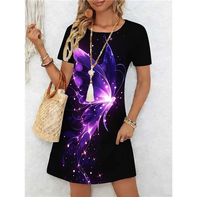 Summer Women's 3D Printed Short-sleeve Dress Is Fashionable, Versatile, Breathable, Trendy and Casual