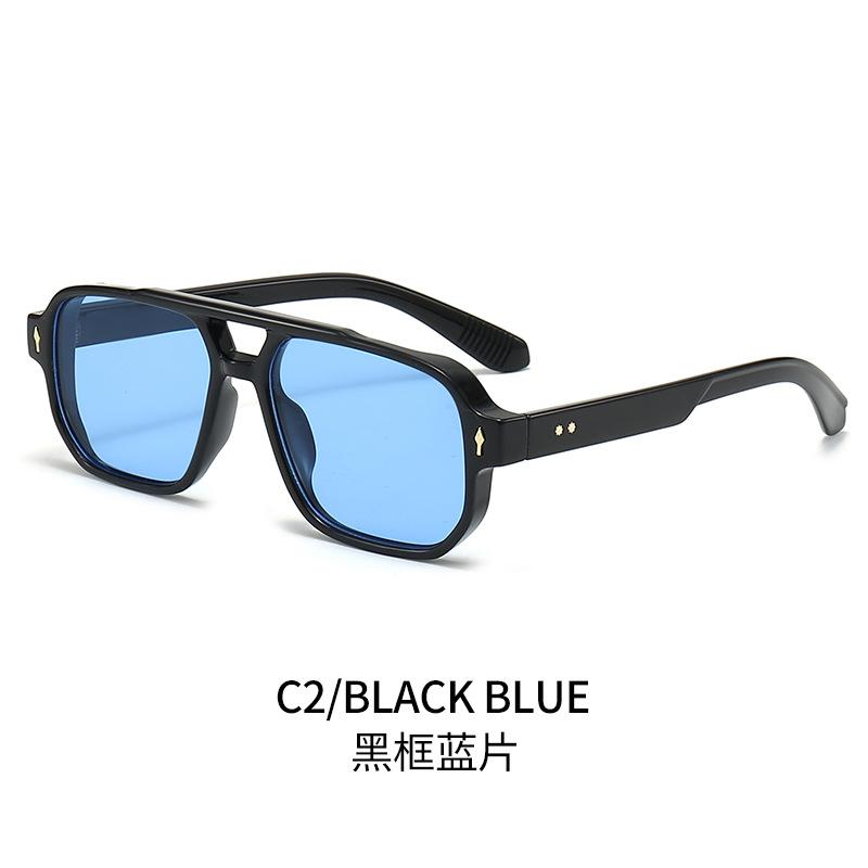 New Square Double Beam Sunglasses Men'S Casual Driving Sunglasses Business Style Decorative Sunglasses