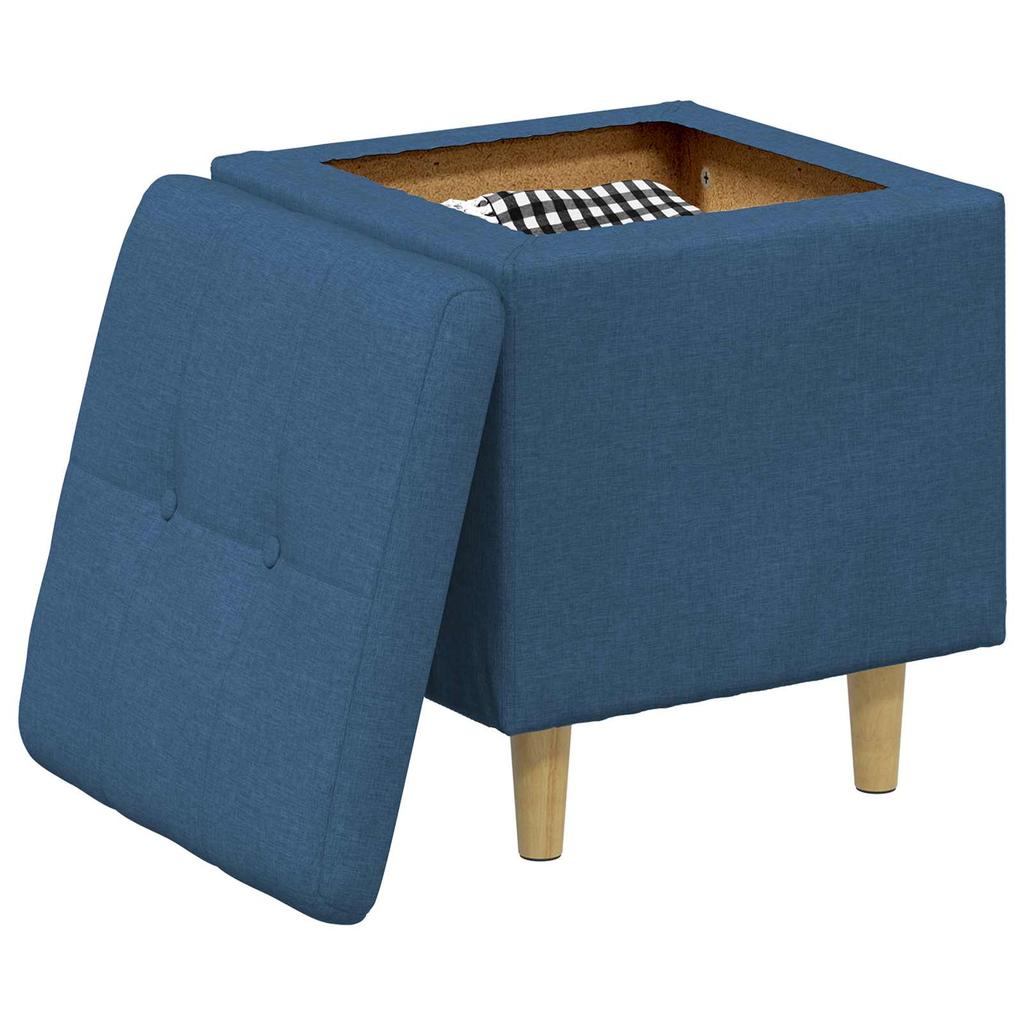 Storage Ottoman with Cushion Blue 40 x 40 x 45 cm Fabric