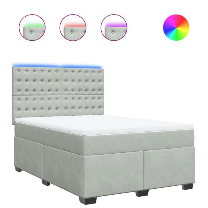 VidaXL Sommier à lattes de lit et matelas Gris clair 160x200cm Velours, lit, lit à plate-forme, lit à panneaux, meuble de 3293266