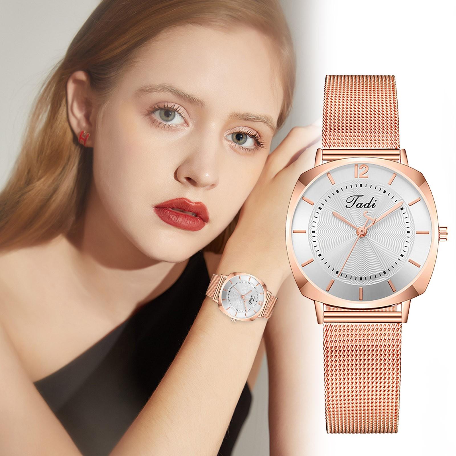 

Модный женский сетчатый ремешок из нержавеющей стали, женские кварцевые часы, памятный фестиваль One Size белый