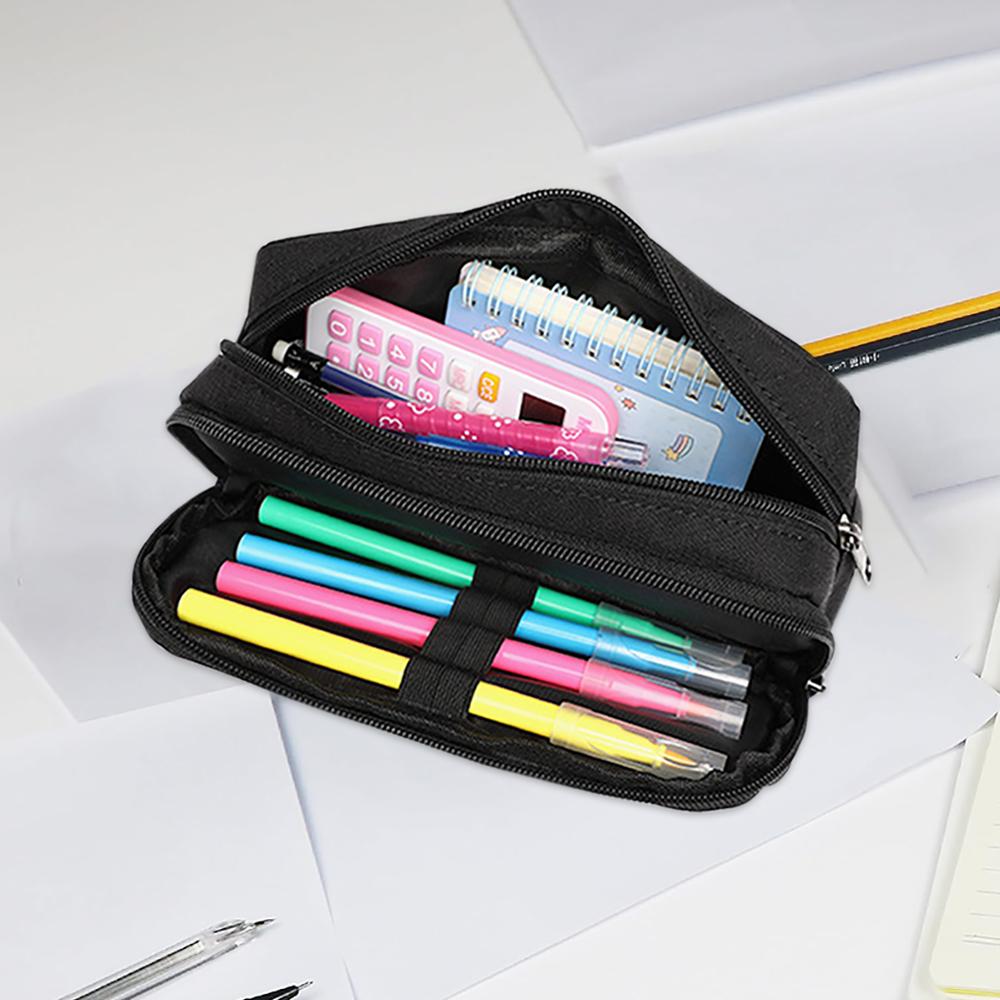 Simple Nylon Large Capacity Double Layered Stationery Box Portable Student Stationery Bag Multi-functional pencil case