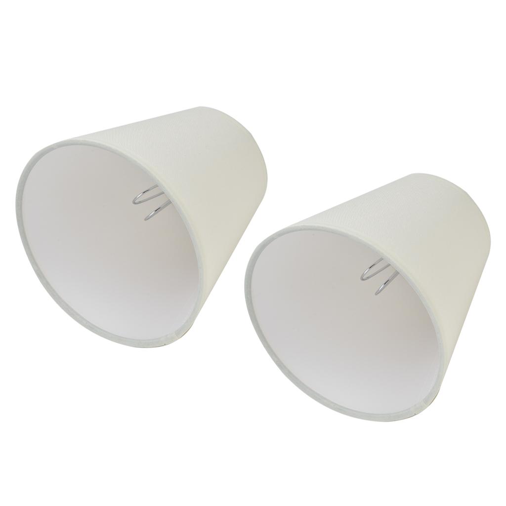 2PCS Fabric Lampshade European Style Clip On Lamp Shade for E14 Screw Chandelier Wall LampPT07 White