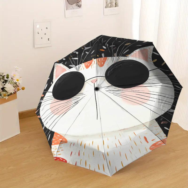 1pc cat feathers Pattern Umbrella Design Automatic Opening and Closing Umbrella, High-quality Travel Umbrella, Lightweight and Portable, -31