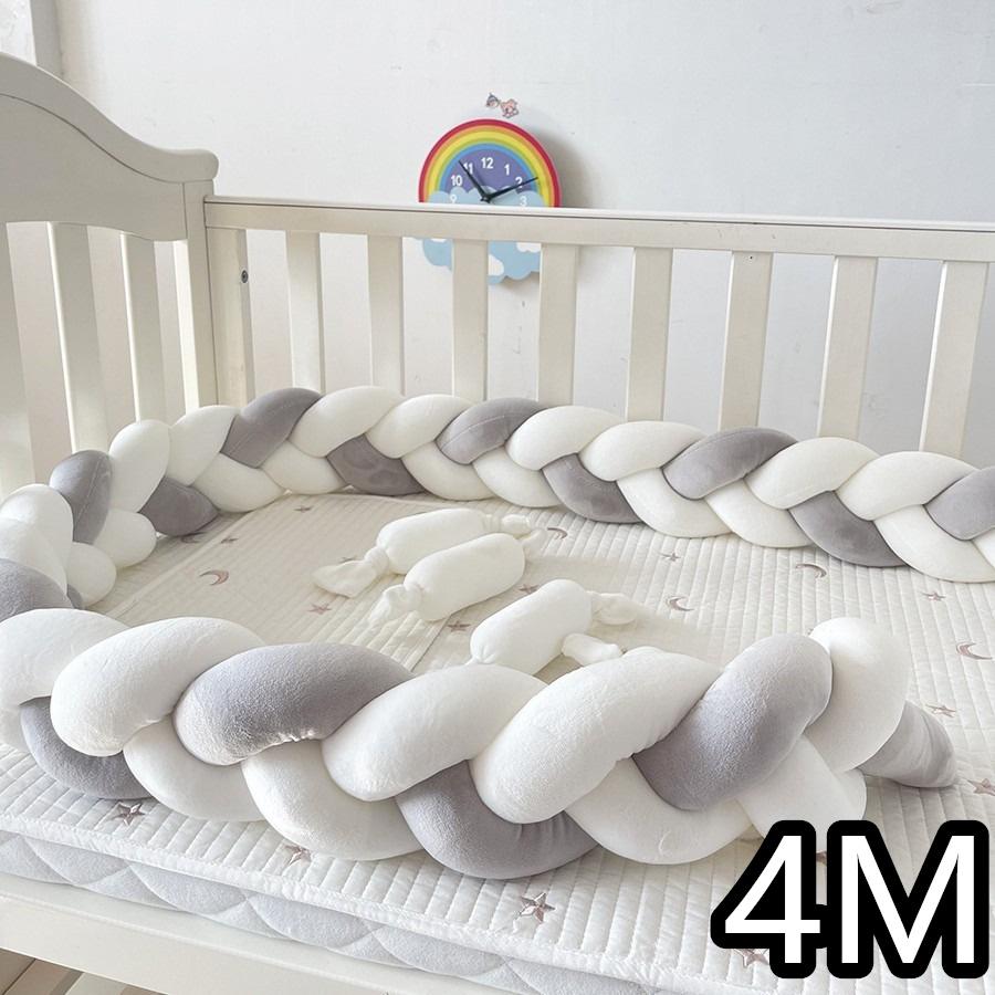 1M/2M/3M/4M  Baby Crib Bumper Protector Bed Braid Knot Cushion for Infant Kids Shares Toddler Baby Bed Bumpers in Crib Newborn