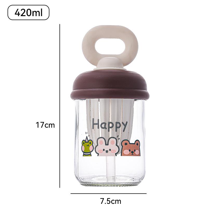 Cute Water Cup for Girls, Good-looking, High-temperature-resistant, Portable, Compact Summer Student Cup with Tea Straw, Glass Cup
