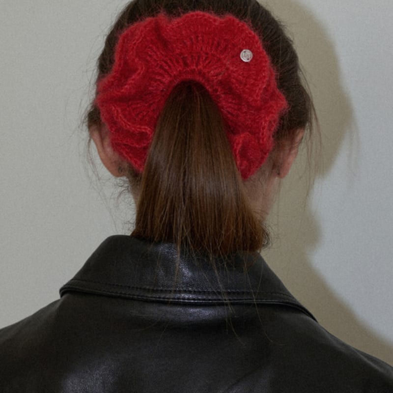 LångsamtLångsamt Kamelia Handgjord Virkad Mohairstickad Stor Hårscrunchie _ 4 Färger