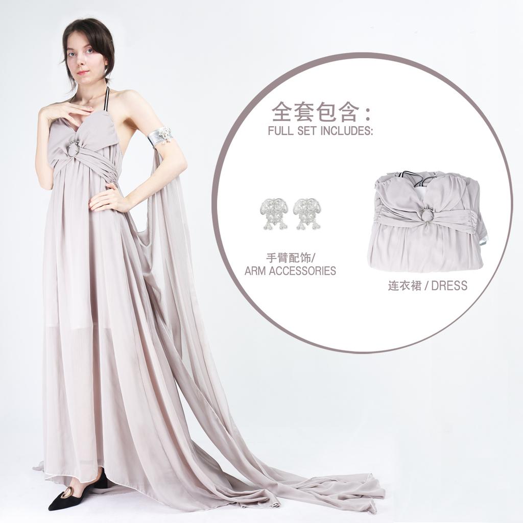 Cosplay Game of Thrones Costumes, Daenerys Grey Dress Halloween Cosplay Stage Costumes