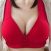 Women's Front Button Bra Without Steel Ring Gathered Thin Cup Four-Breasted Underwear