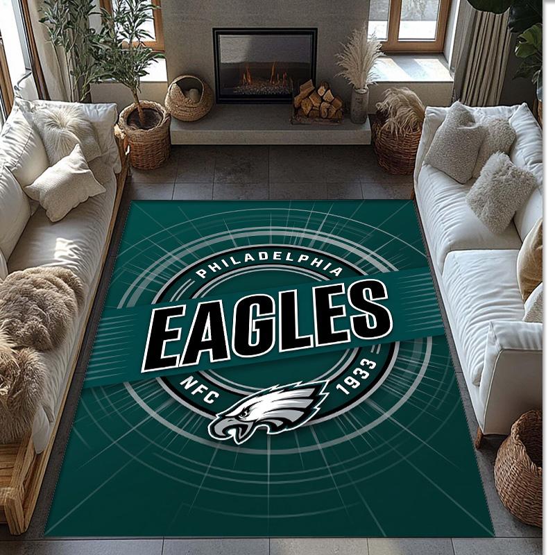 Philadelphia Eagles Kristall Samt Teppich Weich Anti?Rutschfeste Fußmatte Bequemer Wohnzimmer Schlafzimmer Dekor Teppich