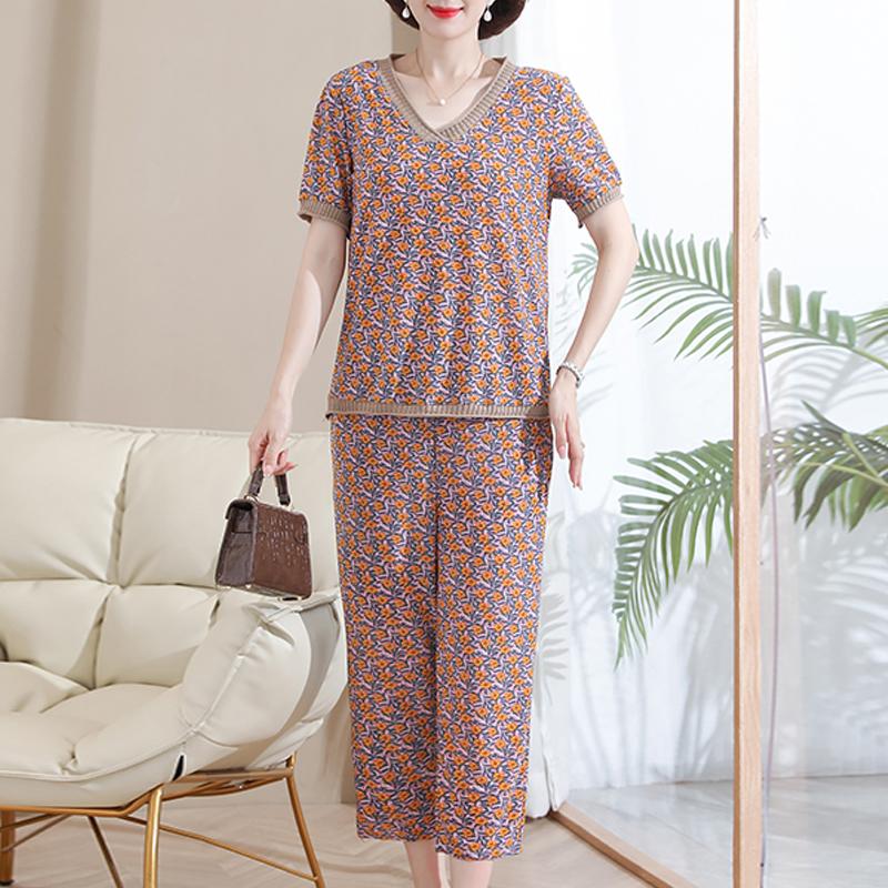 

Элегантные женские комплекты из двух штанов, летний повседневный свободный летний костюм с v-образным вырезом размера плюс 5XL