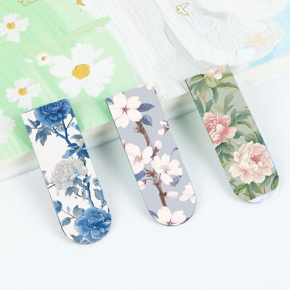 5pcs Flower Magnetic Bookmarks for Books, Multi Fresh Floral Pattern Magnet Page Clips Marker Unique Reading Gift