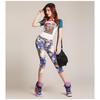 Women's Slim-Fit Printed Cotton Pencil Pants, Mid-Waist, Elastic, Urban Style